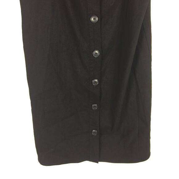 Sea NY Black Ruffle Off Shoulder Mini Dress Small Button Loose Linen Shirtdress - Picture 10 of 14